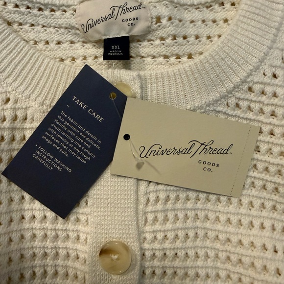 Universal Thread Pointelle Knit Button Vest Cream XXL Boho Cottagecore - Picture 3 of 9